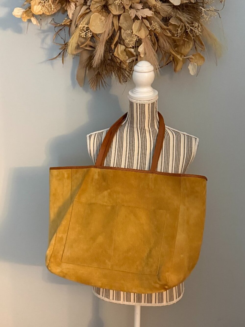 Sézane Sac Gabin Safran Suede Leather Tote Bag Mustard + Dust Bag